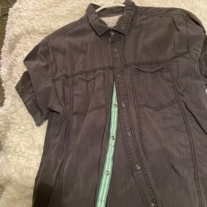 Men’s short sleeve, snap button, shirt, gray